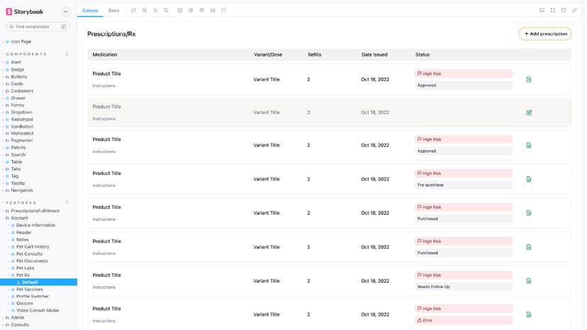 Mockup of the Fuzzy Pet Health Kennel UI Component Library
