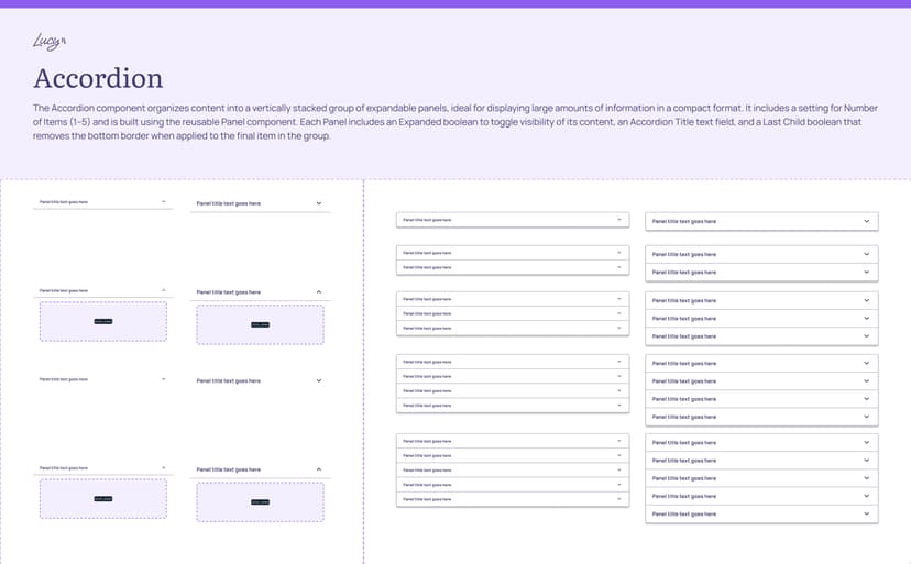 Mockup of the LucyRx Accordion Component