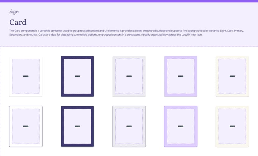 Card component design patterns and layout specifications