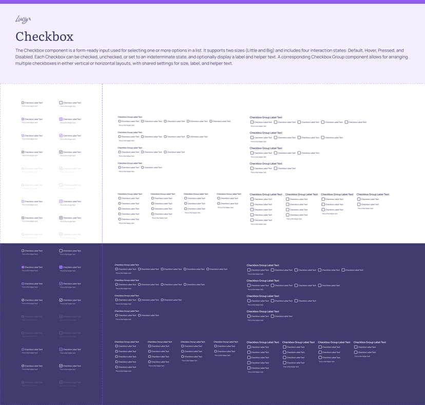 Checkbox component states and design specifications
