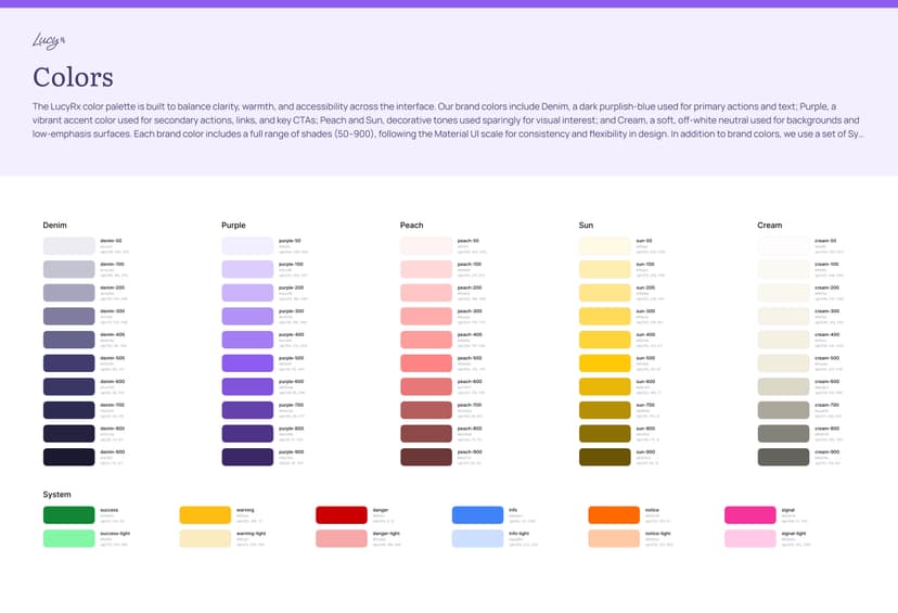 Mockup of the LucyRx Colors
