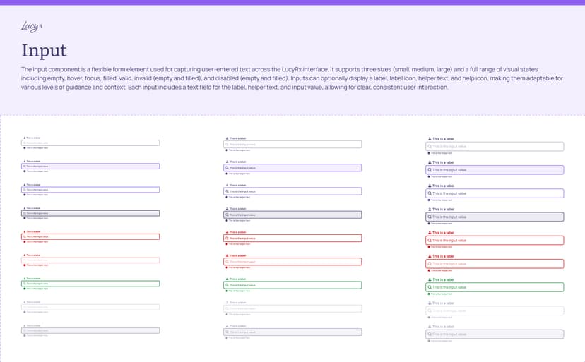 Input field component variations and states