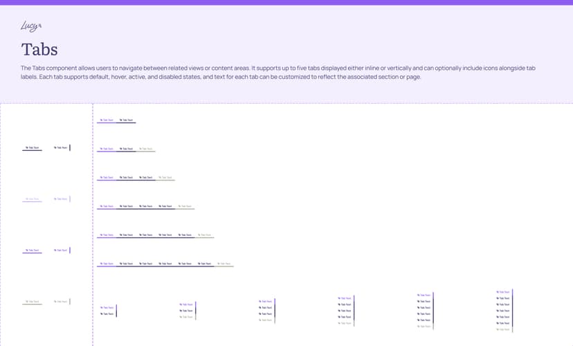 Tab component design patterns and navigation specifications